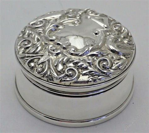 vintage small round metal box deco spring loaded lid|Round Sterling Silver Box With Lid .